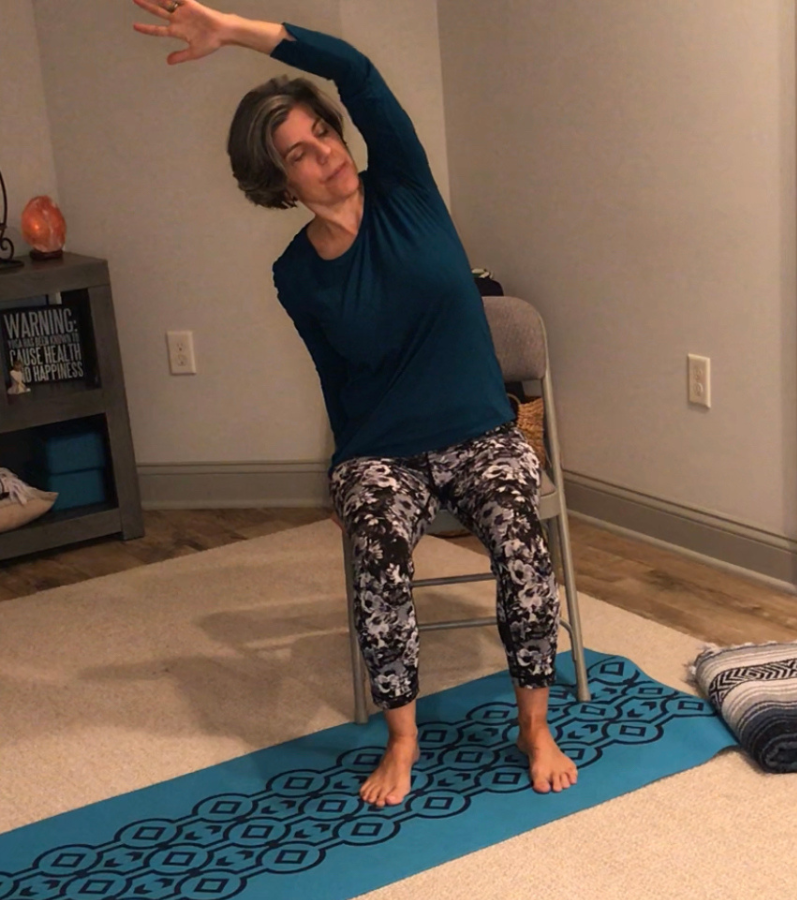 Gentle seated side bend to get a nice stretch in the often ignored intercostal muscles.