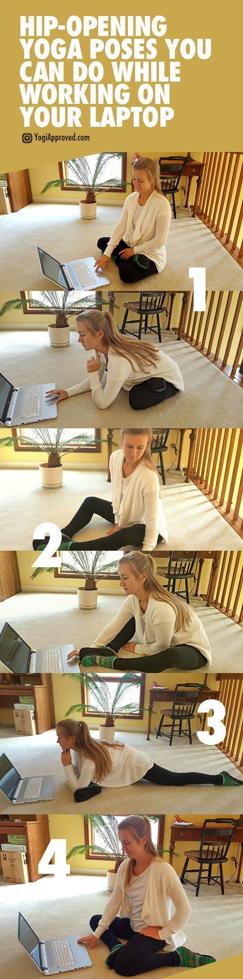 4 Hip-Opening Yoga Poses You Can Do While Working on Your Laptop