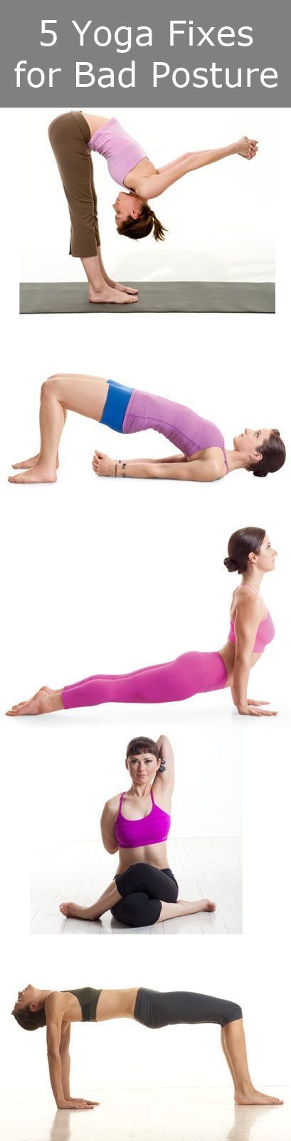 5 Yoga Fixes For Bad Posture. Prevent bad posture and scoliosis and back pain wi...