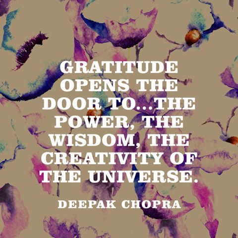 Gratitude opens the door to...the power, the wisdom, the creativity of the unive...