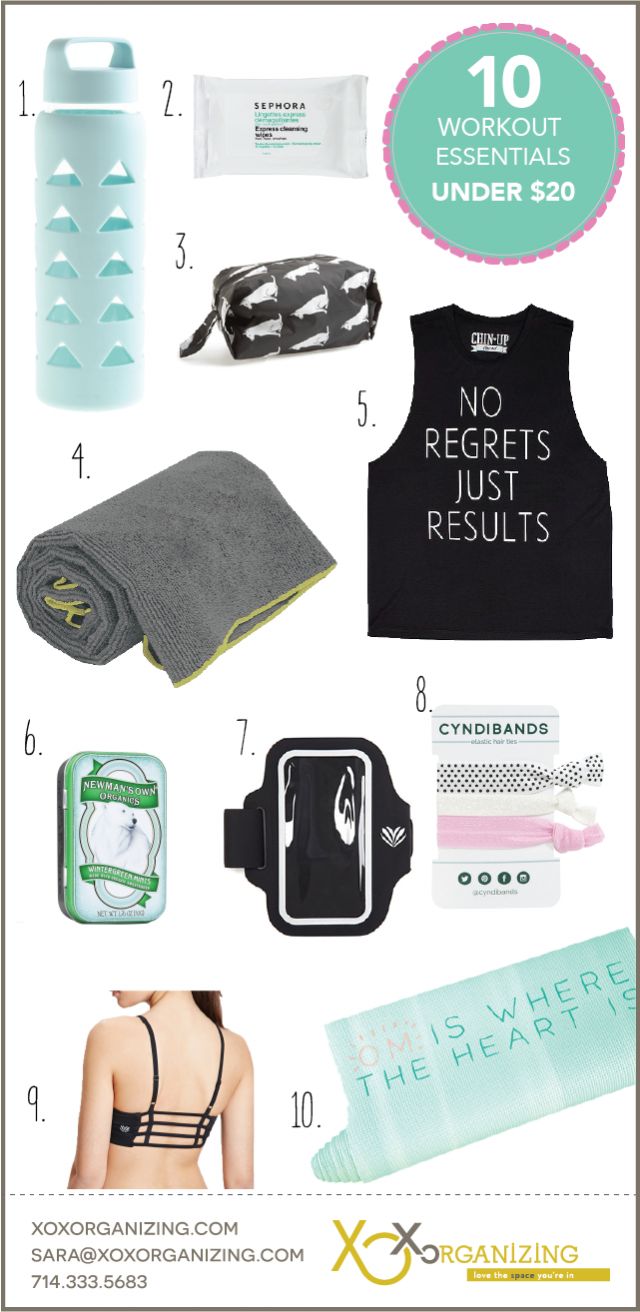 What's in Your Gym Bag? 10 Workout Essentials Under $20. #workout #workoutwear #...