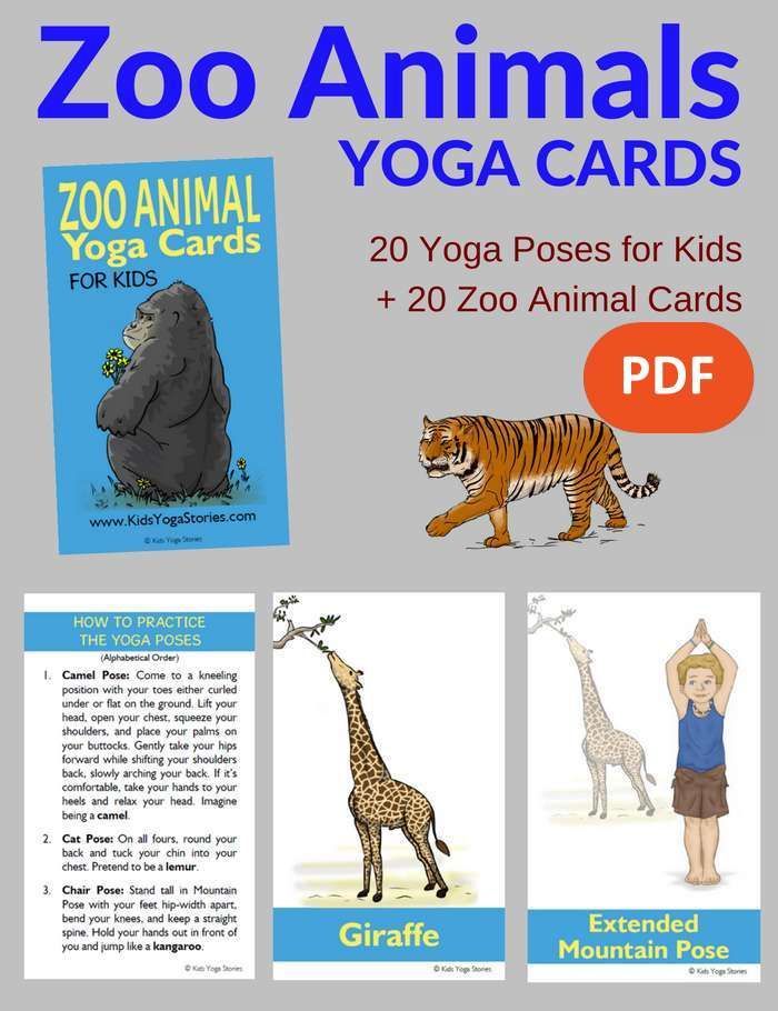 Zoo Animals Yoga Cards for Kids PDF Download | Kids Yoga Stories - Yoga Books, Y...