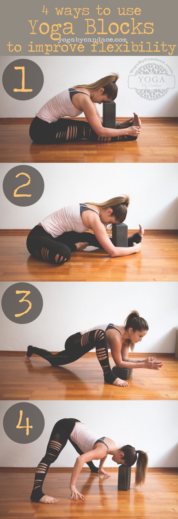 Pin now, practice later! 4 ways to use yoga blocks to improve your flexibility W...