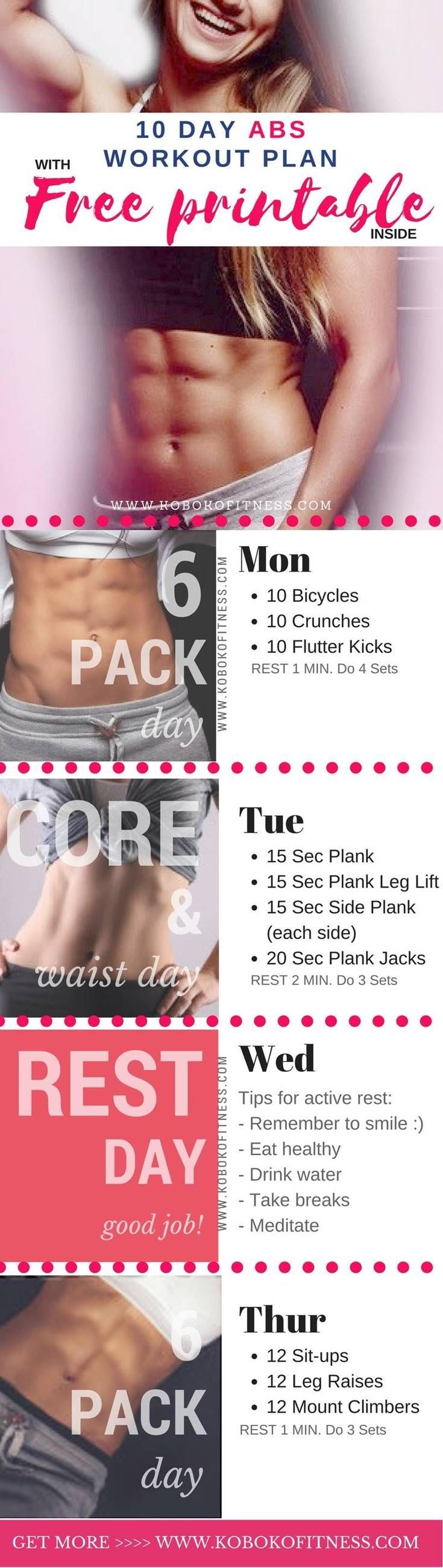 Get this ab workout plan to help get rid of belly fat and get toned abs at home....