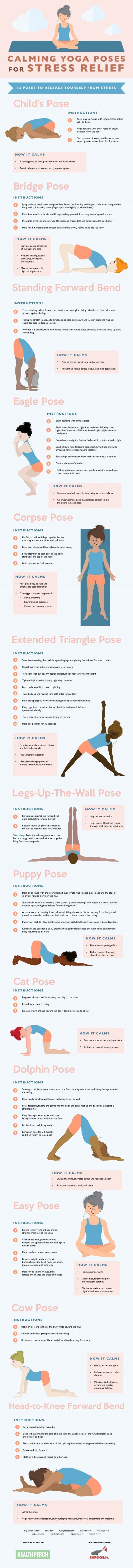 These simple yoga poses can help you get centered, alleviate stress + just gener...