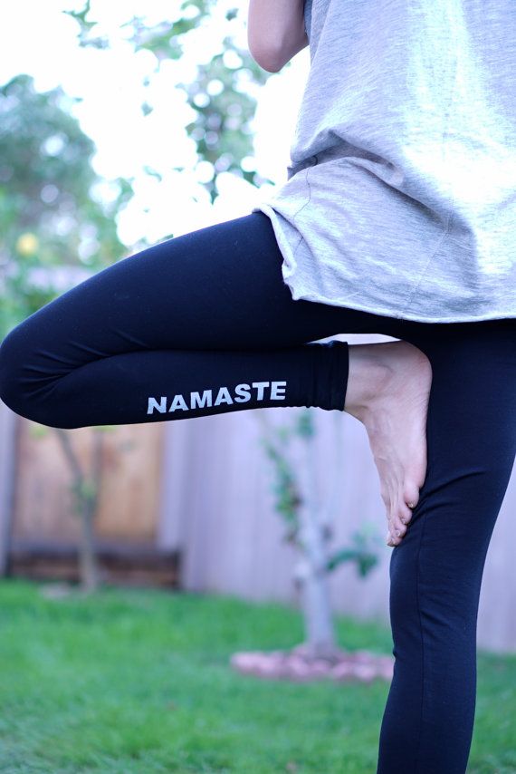 Yoga Leggings Namaste Leggings Yoga Pants Yoga by ArimaDesigns