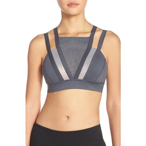 Zella 'Vision' High Neck Sports Bra (70 CAD) ❤ liked on Polyvore featu...