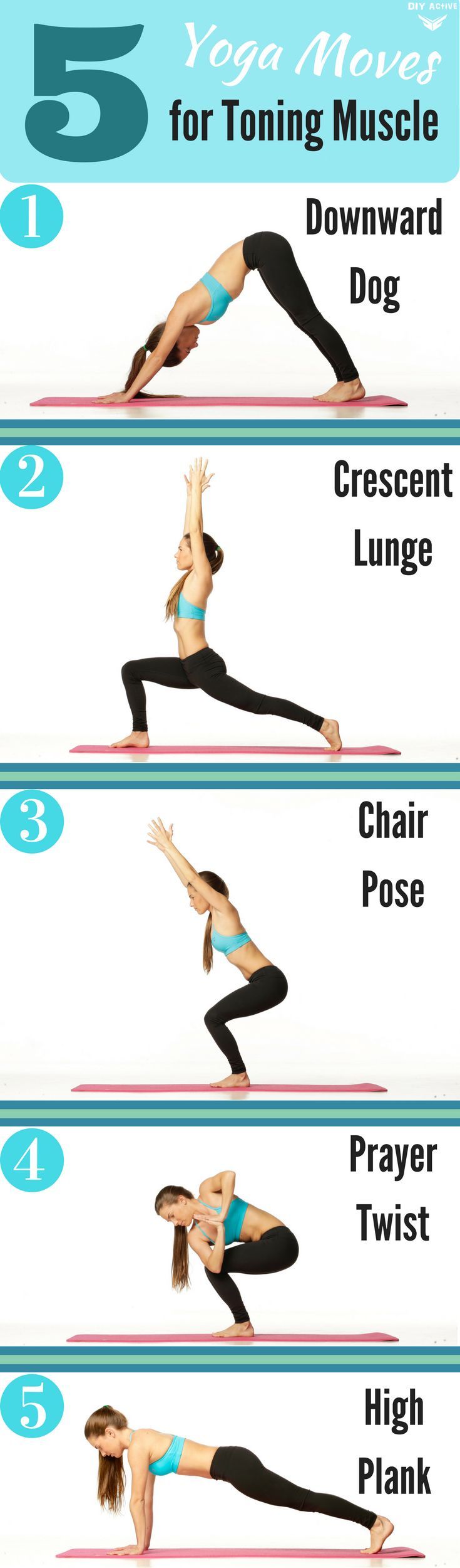 5 Yoga Moves for Toning Muscles via /DIYActiveHQ/ #yoga #exercise #workout