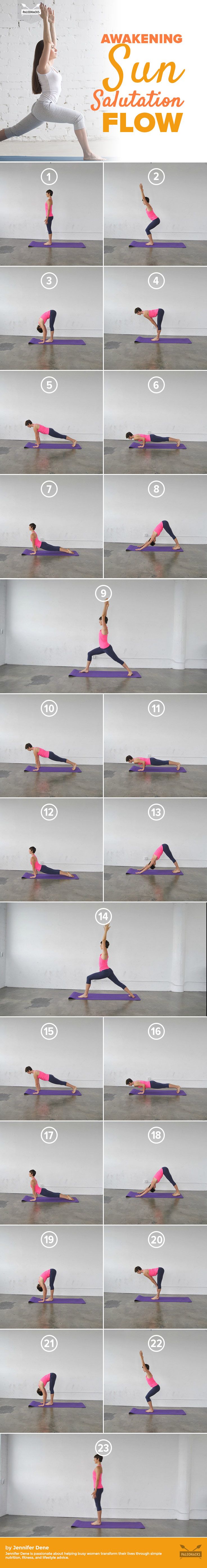 Strengthen and stretch your entire body with this energizing sun salutation. Bel...