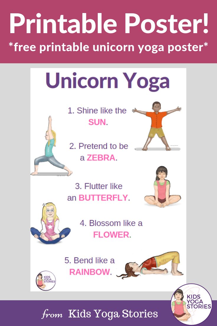 Yoga Poses Free Printable Yoga Poster With Unicorn Inspired Yoga Poses For Kids Get You About Yoga Blog Home Of Yoga The Zen Way Of Teaching Yoga Online