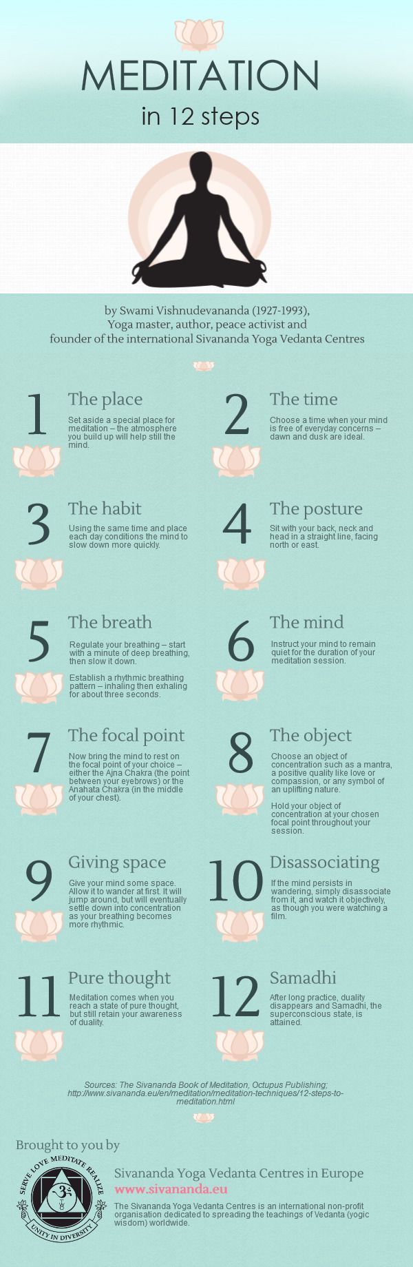 Meditation in 12 Steps infographic  #yoga