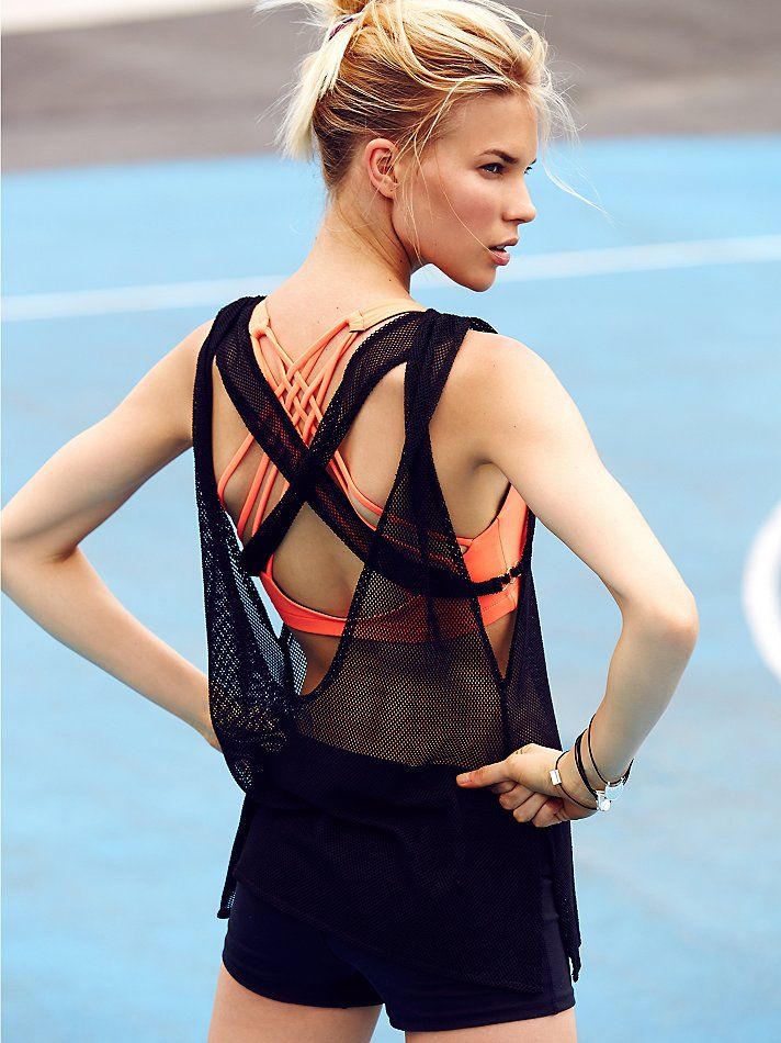 Cross Train Ring Tank | Sheer mesh activewear tank featuring a slouchy fit and s...