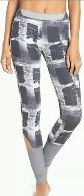 Free People Hendrix Print Cut Out Leggings Yoga Pants Boho Grey Combo Womens XS
