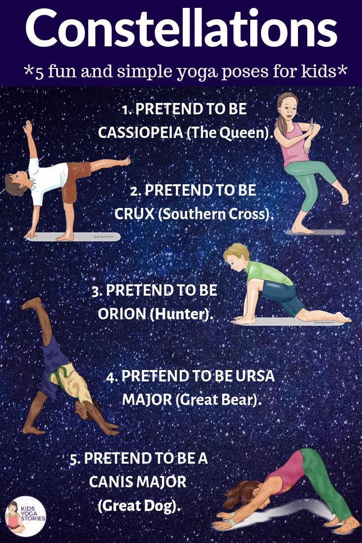 5 Constellations for Kids to Learn through Yoga Poses!  Try out these 5 simple a...