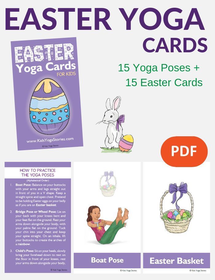 EASTER YOGA CARDS FOR KIDS. Pretend to be the Easter Bunny, an Easter lily, and ...