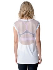 Our best selling tee is back this spring. Made in an airy fabric and sexy mesh...