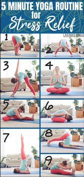 5 Minute Yoga Routine to Relieve Stress, Anxiety, and Depression #YogaPosesForFi...