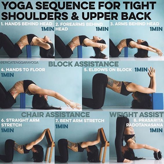 Erica Tenggara’s Instagram profile post: “YOGA SEQUENCE FOR TIGHT SHOULDERS & UPPER BACK  A lot of you asked for a sequence for the back and shoulders so here is one with props -…”