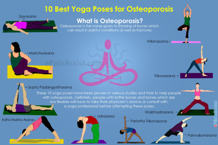 What are the 12 yoga poses for osteoporosis?