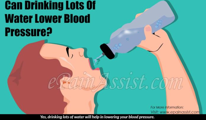 How long after drinking water will blood pressure go down?