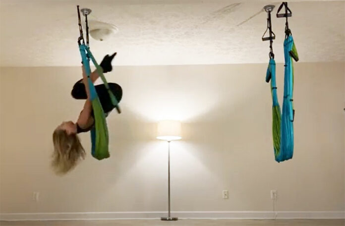 How do you hang a swing from a bedroom ceiling?